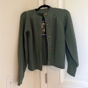 Banana Republic Moss Green Ribbed Button Cardigan
